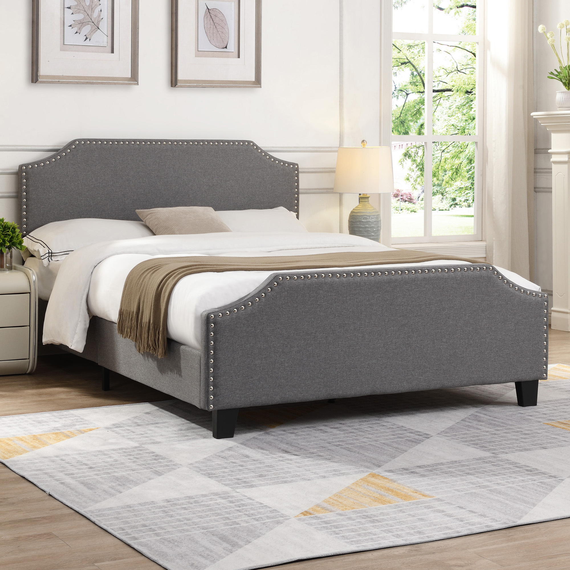 AMERLIFE Queen Size Bed Frame With Storage Drawers And Headboard Queen